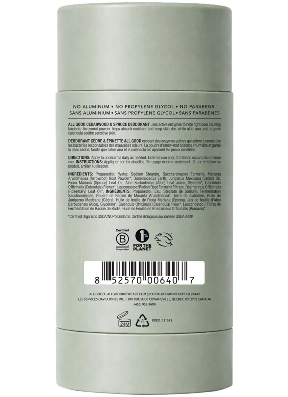 All Good Cedarwood & Spruce Deodorant