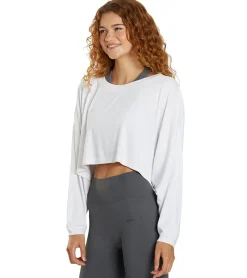 Cream Yoga Alexa Oversized LS Crop Top