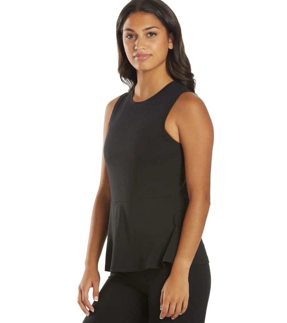 Everyday Yoga Blossom Solid Peplum Layering Muscle Tank