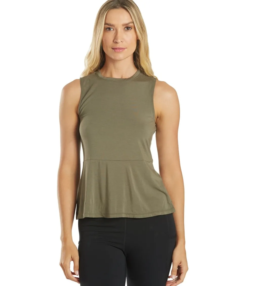 Everyday Yoga Blossom Solid Peplum Layering Muscle Tank