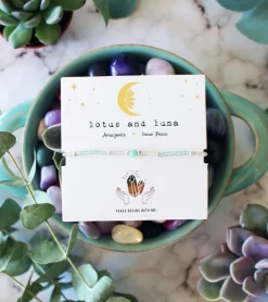 Lotus and Luna Inner Peace Amazonite Goddess Bracelet