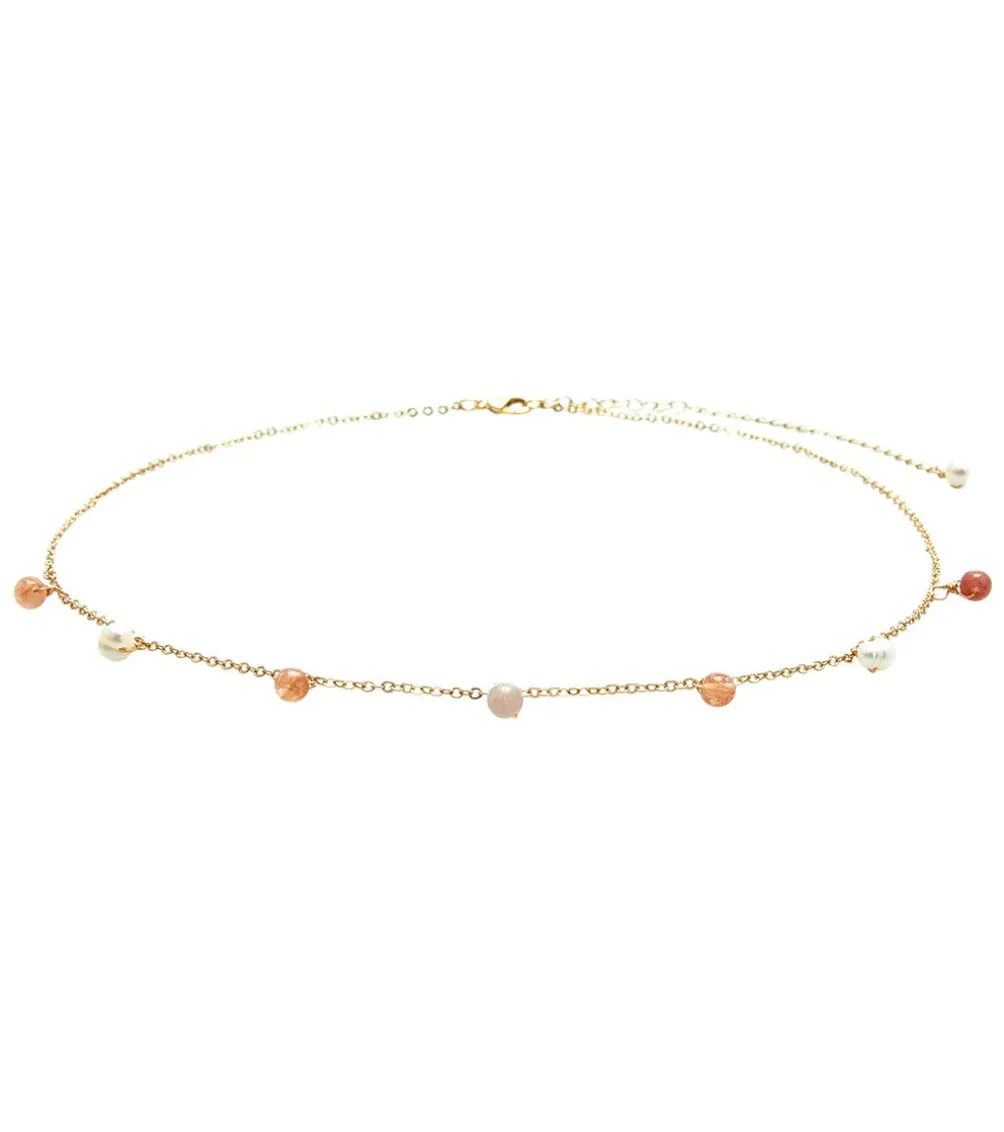 Lotus and Luna Pearl Gold 4mm Dewdrop Necklace