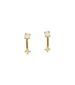 TAI Jewelry Opal Stick Studs with CZ Accents