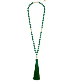 Zenzii Matte Beaded Necklace With Tassel